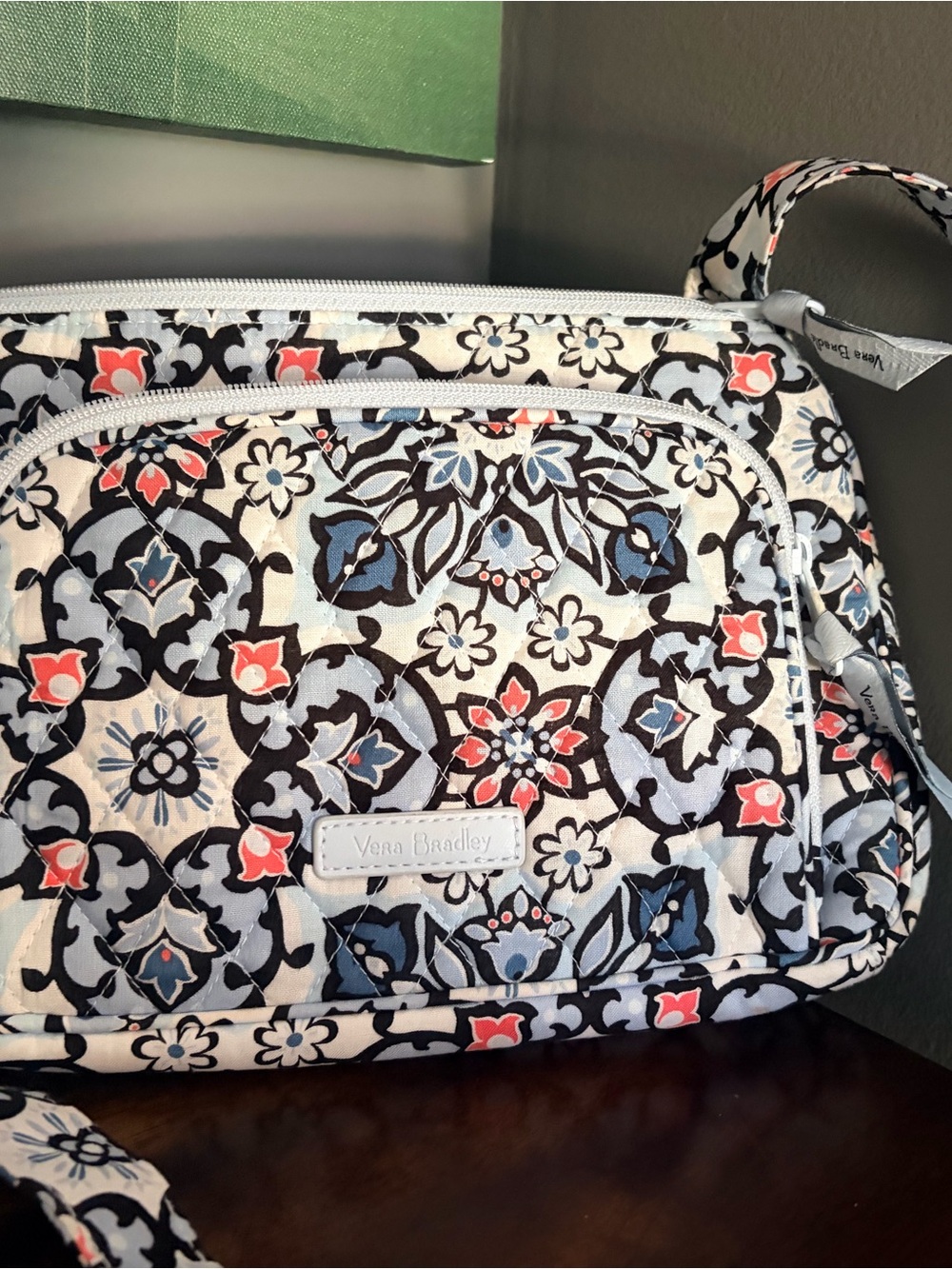 Vera Bradley Navy, Light Blue & Coral Floral Quilted Crossbody